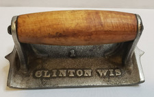 Vintage S&H Mfg Co Clinton Wis Concrete Grover Wood Handle Cast Iron USA picture