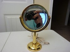 Irving Rice Freestanding 3X Magnifying Lighted Mirror Vintage Gold picture