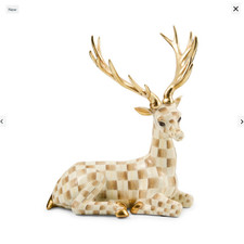 MACKENZIE CHILDS Mocha Check Resting Deer NEW picture