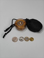 Vintage 1950s Kigu Bouquet Basket Powder Compact Rhinestone Faux Pearl Novelty picture