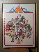 Disneyland WDP 1980s poster with Sleeping Beauty Castle & many Disney characters picture