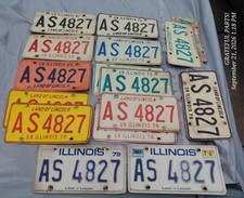 16pc Vintage Illinois License Plates Collection 1967-79 Same Number picture