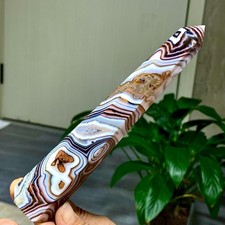 194G Natural striped agate mineral pillar crystal mineral sample picture