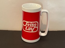 Frito Lay Thermo-Serv Red and White Large Plastic Insulated Mug - 6 1/4