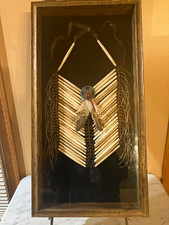Native American Beadwork Bone Breastplate w/ Beaded Medallion Shadow Box 24