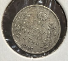 1907 British India 2 Annas Silver Coin-Edward VII-KM#505 picture