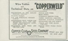 1923 Copperweld Wire Tables Technical Data Copper Clad Steel Company Ad EW1 picture