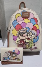 Loungefly Disney Pixar Up Carl & Ellie Balloon Cart Backpack & Wallet Combo -NWT picture