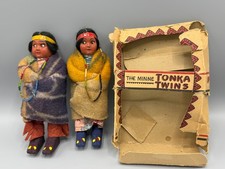 Vintage Minnetonka Twins SKOOKUM Native American Dolls with Original Box picture