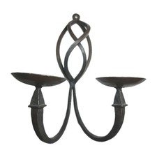 12 INCH Vintage Wrought Cast Iron Sconce Wall Hanging Candle Holder GOTHIC picture
