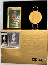 Vintage 1996 Olympics Atlanta Brass Zippo Lighter And Key Holder picture