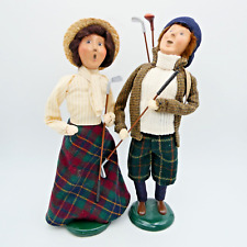 Byers Choice Carolers Set of 2 Victorian Man Woman Golfers 2001 with Bag Clubs picture