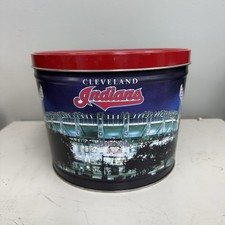 Vintage Rare CLEVELAND INDIANS MLB BASEBALL Tin With Lid Fruit Bertels Can Co. picture