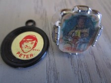 HTF VINTAGE THE MONKEYS ROCK BAND PLASTIC FLICKER RING & RECORD PETER CHARM picture