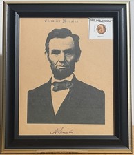 Abraham Lincoln Photo and Auto REPRINT and Genuine 1909 1C VDB Cent Uncirculated picture