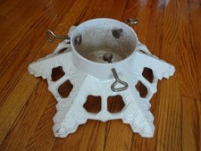 Vtg 92s White Snowflake Cast Iron Xmas Tree Stand Signed John Wright 6