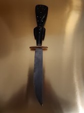 Vintage Antique 1960’ Guatemala Carved Horn Turquoise Letter Opener Dagger Knife picture