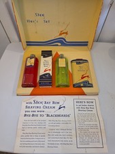 Vtg 40s 50s Stag Gift Box After Shave Powder Hair Oil Barber Shop Decor Rexall  picture