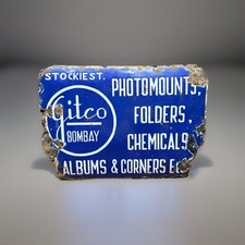 Vintage Porcelain Advertisement Sign GITCO BOMBAY PHOTOMOUNTS FOLDERS CHEMICALS picture