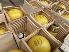 Vintage 21 Lot Yellow 25W Bug Light Incandescent Bulbs 130V Retro Party Lamps picture