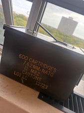 Vintage US Military 7.62mm NATO M82 Ammo Can Empty Steel Storage Box 600 Rd picture