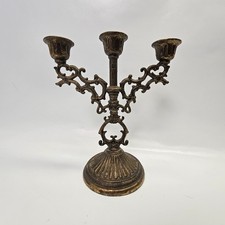 Vintage Interpur Italy Rococo Style Brass Mini 3 Arm Candelabra Mid Century 5.25 picture