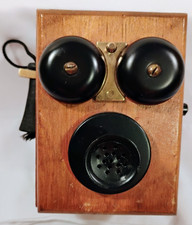 Vintage Pencil Sharpener Wooden Telephone Miniature Antique Wall Phone picture