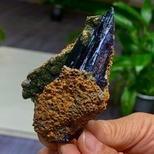 84G Natural Vivianite ludlamite Quartz Crystal Mineral Samples /Brazil picture