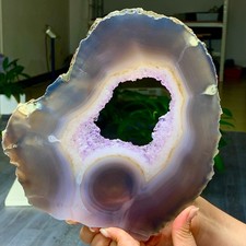 1.62LB Natural Amethyst agate  slice quartz cluster crystal specimen /Brazil picture