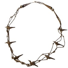 Goldwater’s Shop Kewa Pueblo Sterling Silver Heishi Fetish Bird Necklace picture