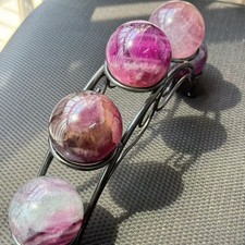 2.2LB 5PC Natural Candy Fluorite Sphere Crystal Rainbow Quartz Ball Healing picture