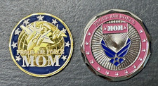 TWO DIFFERENT US AIR FORCE PROUD MOM CHALLENGE COINS N572 picture