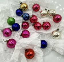 Vintage Japan Mercury Glass Christmas Ornaments 1” MCM Multicolor  Lot Of 19 picture