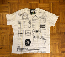 Uniqlo Star Wars Imperial Vehicle Blueprint Schematic T-Shirt XL NWT Mad Engine picture