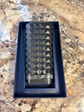 COLIBRI QUASAR TRIPLE CIGAR CASE for 3 CIGARS / BLACK+ LEATHER ** in BOX ** picture