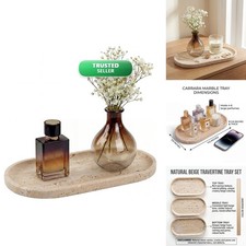 YKAJO Oval Real Marble Tray Natural Travertine Beige 11.8