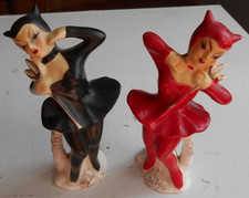 Enesco Devil Ballerinas Red & Black Salt & Pepper Shakers picture