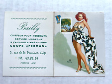 1962 Belgium Advertising Pinup Girl Blotter w/ Red Head in Sexy Butterfly Dress picture