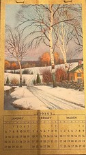 Vintage 1935 Calendar Complete Seasons Landscape Art Pre-1940 Collectible Season picture
