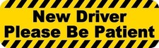10in x 3in New Driver Please Be Patient Bumper Sticker Vinyl Vehicle Decals picture