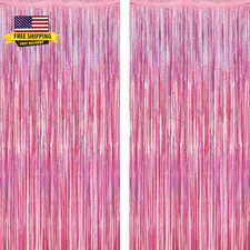 2 Pack Glitter Pink Backdrop, 3.28 FT X 7.05 FT Birthday Party Decorations, Lase picture