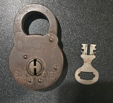 Antique Quality Six Lever Padlock WITH Key Vintage Lock WORKS picture