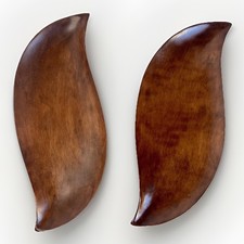 Vintage Mid Century Modern Wood Leaf-shaped Serving Dishes: Set Of 2, 15.5