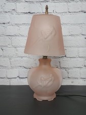 RARE 1920s Art Deco Tiffin Glass Lady in the Crescent Moon PINK Boudoir Lamp picture