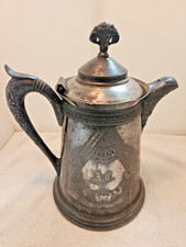 Victorian C. Webster & Bro NY Quadruple Plate Ice Water Tea Pitcher Monogram AC picture