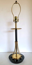 Vintage Atomic MCM Black Brass Table Lamp Vide Poche Tray Vtg Mid Century Modern picture