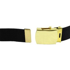 Army Black Cotton Belt 1¼″ with 22K Gold-Flash Buckle & Tip — Uniform Dress Belt picture