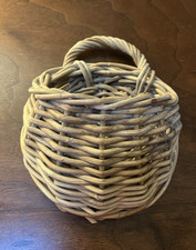 Wall Pocket Basket Vintage Woven Wicker Hanging French Country Cottagecore Decor picture