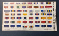 VINTAGE 1942-44 RIBBONS OF DECORATIONS & MEDALS  FOR NAVAL PERSONNEL  AS OF 1944 picture