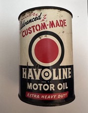 Vintage 1954 Havoline Motor Oil 1 Qt Can Texaco Extra Heavy Duty Gas Oil picture